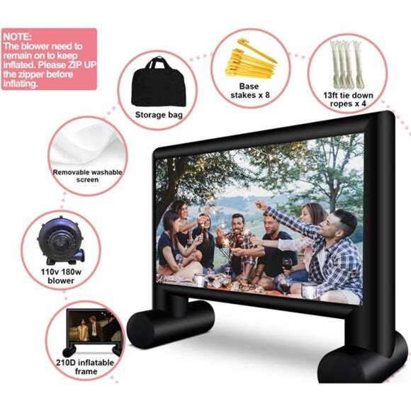 Inflatable Projector Screen 15ft Inflatable Movie Screen Outdoor with Air Blower - Picture 4 of 7